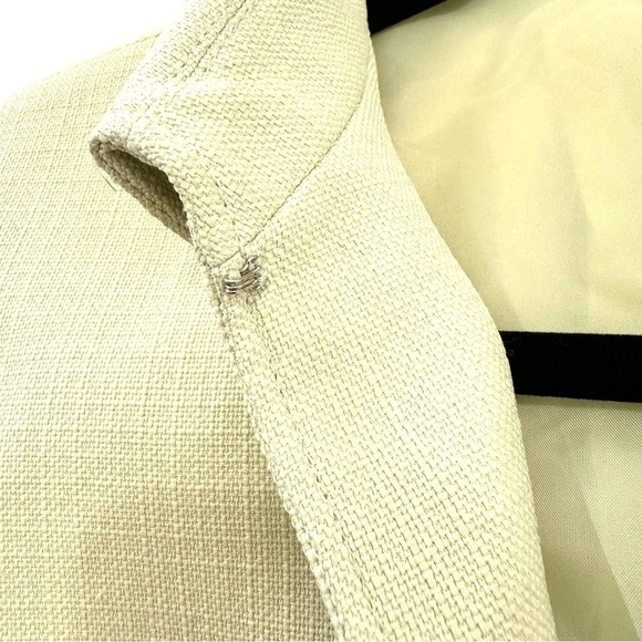 Preston & York Women’s Sz 16 Tweed Textured Open Front Blazer Jacket Light Green - Picture 7 of 11